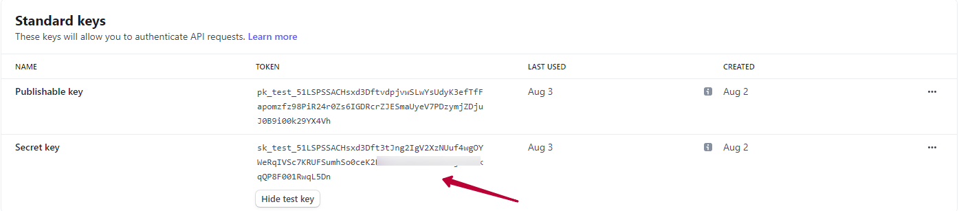 stripe api key